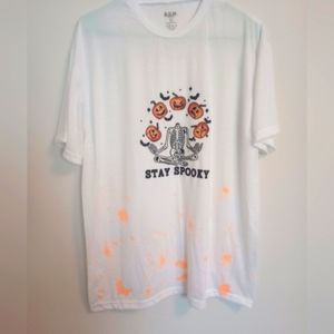 Women's Custom Halloween Orange Tie Dye Tshirt Size XL "Stay Spooky"